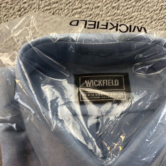 NWT Wickfield Men Dress Shirt Size 14.5 Neck Light Blue Permanent Press Workwear - Picture 4 of 7